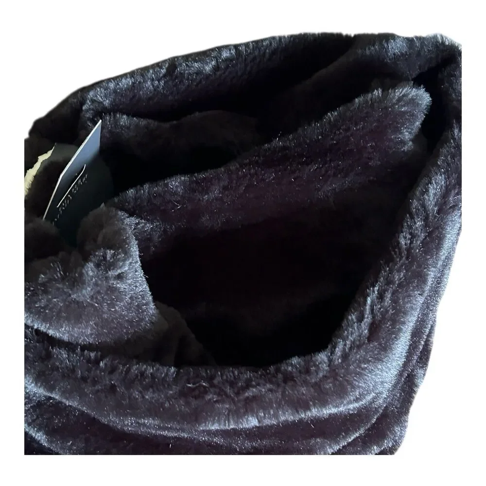 Faux Fur Infinity Scarf Black One Size Convertible Double Wrap West Loop Women's